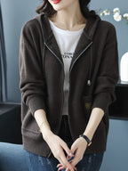 Women's Relaxed Full-Zip Knit Hoodie Cardigan