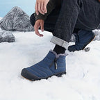 Men's Quilted Ankle Snow Boots with Warm Lining and Grip Sole