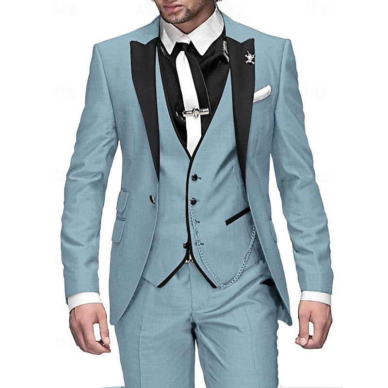 Men's Three-Piece Suit with Fitted Waistcoat