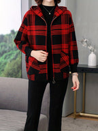 Women's Zip-Through Check Hoodie Jacket