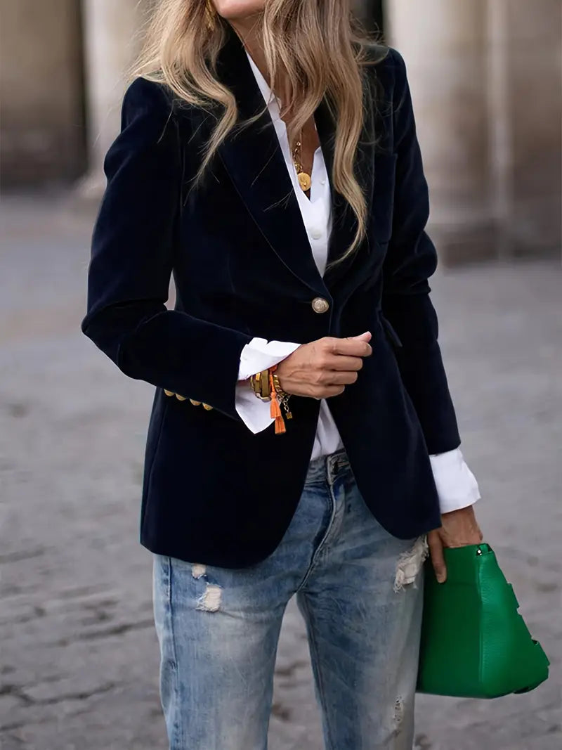 Women's Soft Velvet Blazer for Evenings Out
