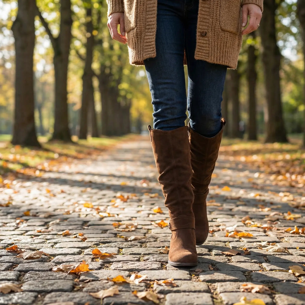 Women's Slouchy Knee-High Boots with Ankle Strap