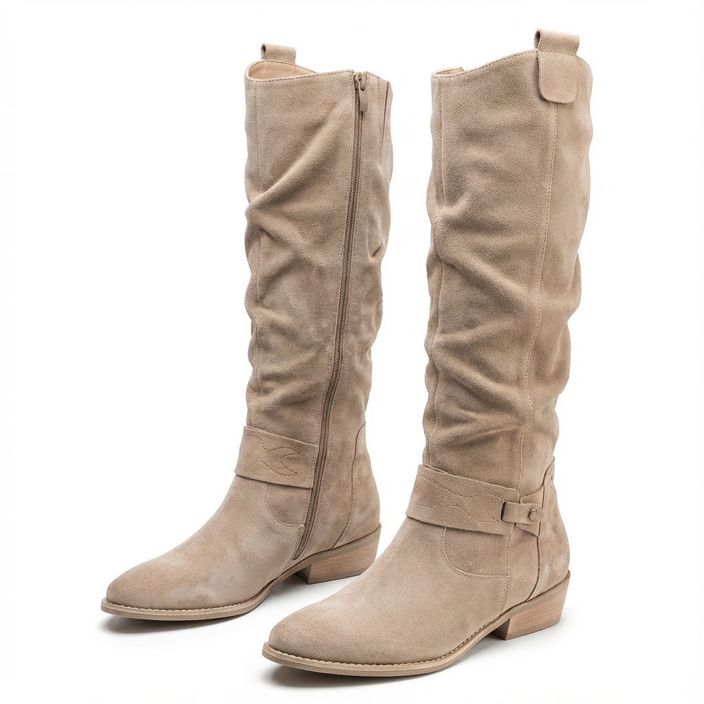 Women's Slouchy Knee-High Boots with Ankle Strap