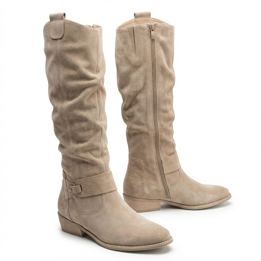 Women's Slouchy Knee-High Boots with Ankle Strap