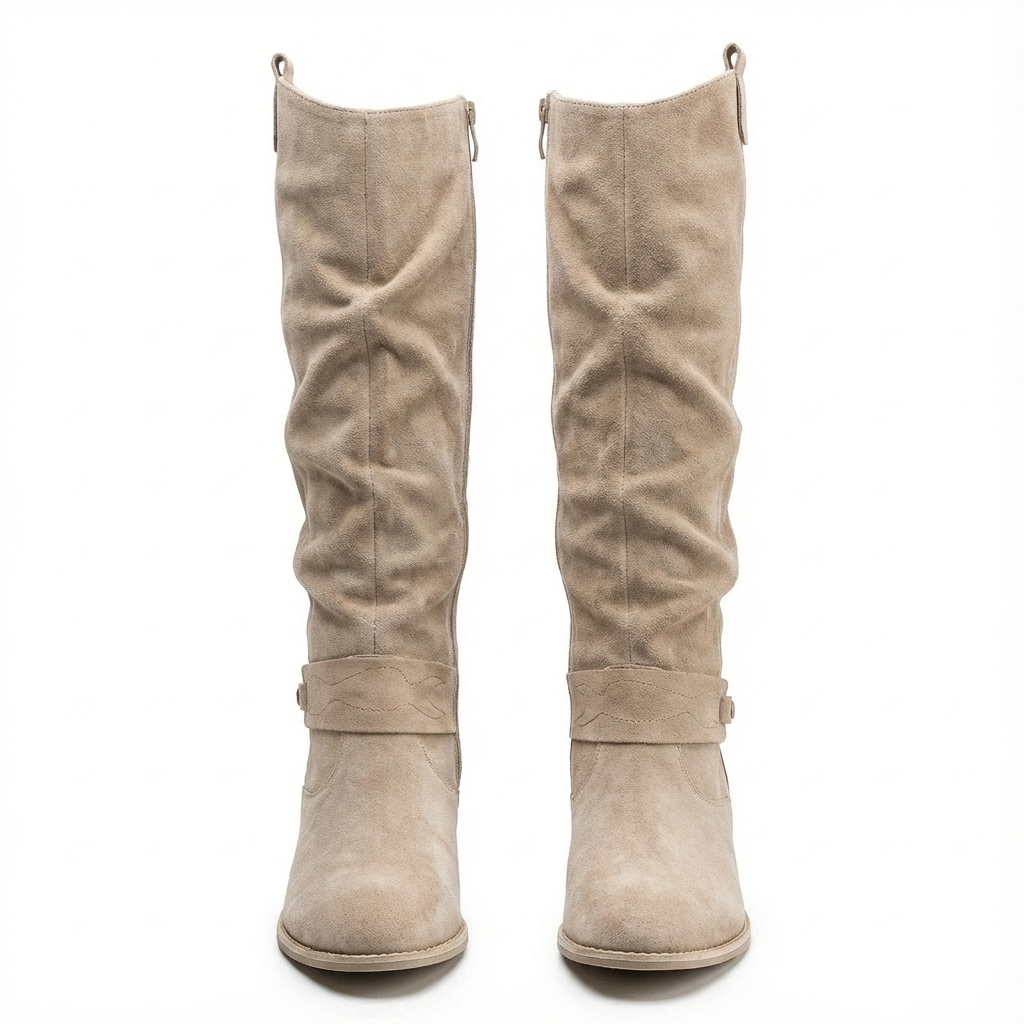 Women's Slouchy Knee-High Boots with Ankle Strap