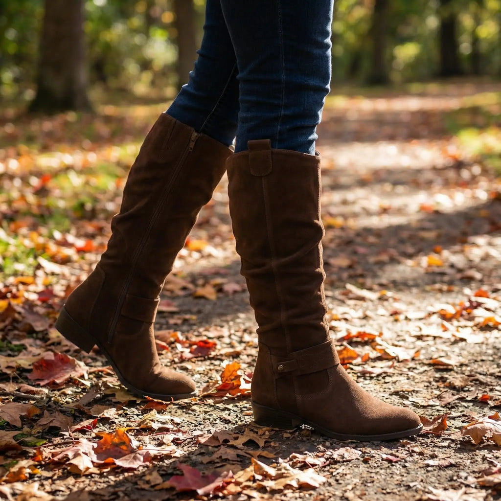 Women's Slouchy Knee-High Boots with Ankle Strap