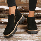 Women's Chunky Lug Sole Platform Ankle Boots – Black