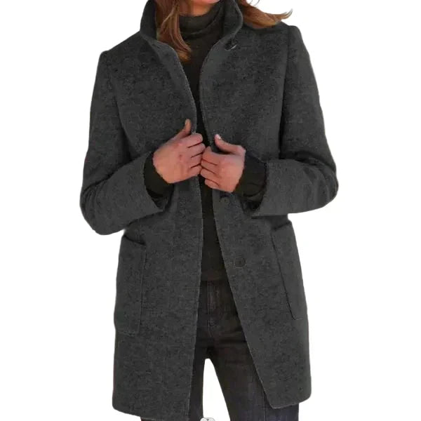 Women's Structured Classic Coat Soft Comfortable Everyday Fit – Black