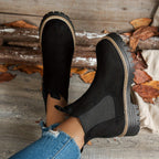 Women's Chelsea Boots with Lug-Sole Platform and Pull Tab
