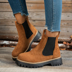 Women's Chelsea Boots with Lug-Sole Platform and Pull Tab