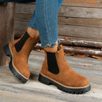 Women's Chelsea Boots with Lug-Sole Platform and Pull Tab