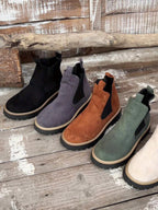 Women's Chelsea Boots with Lug-Sole Platform and Pull Tab