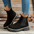 Women's Chelsea Boots with Lug-Sole Platform and Pull Tab