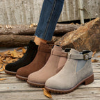 Women's Chelsea Boots with Buckle Strap and Lug Sole