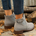 Women's Chelsea Boots with Buckle Strap and Lug Sole