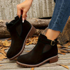 Women's Chelsea Boots with Buckle Strap and Lug Sole