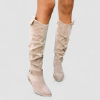 Women's Pointed Toe Slouch Boots with Pull Tab