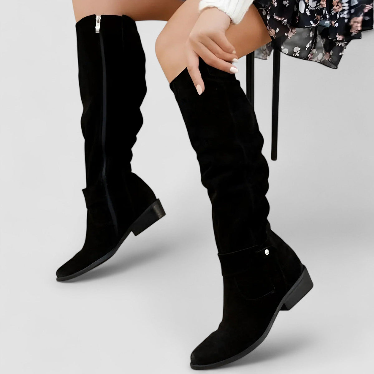 Women's Pointed Toe Slouch Boots with Pull Tab