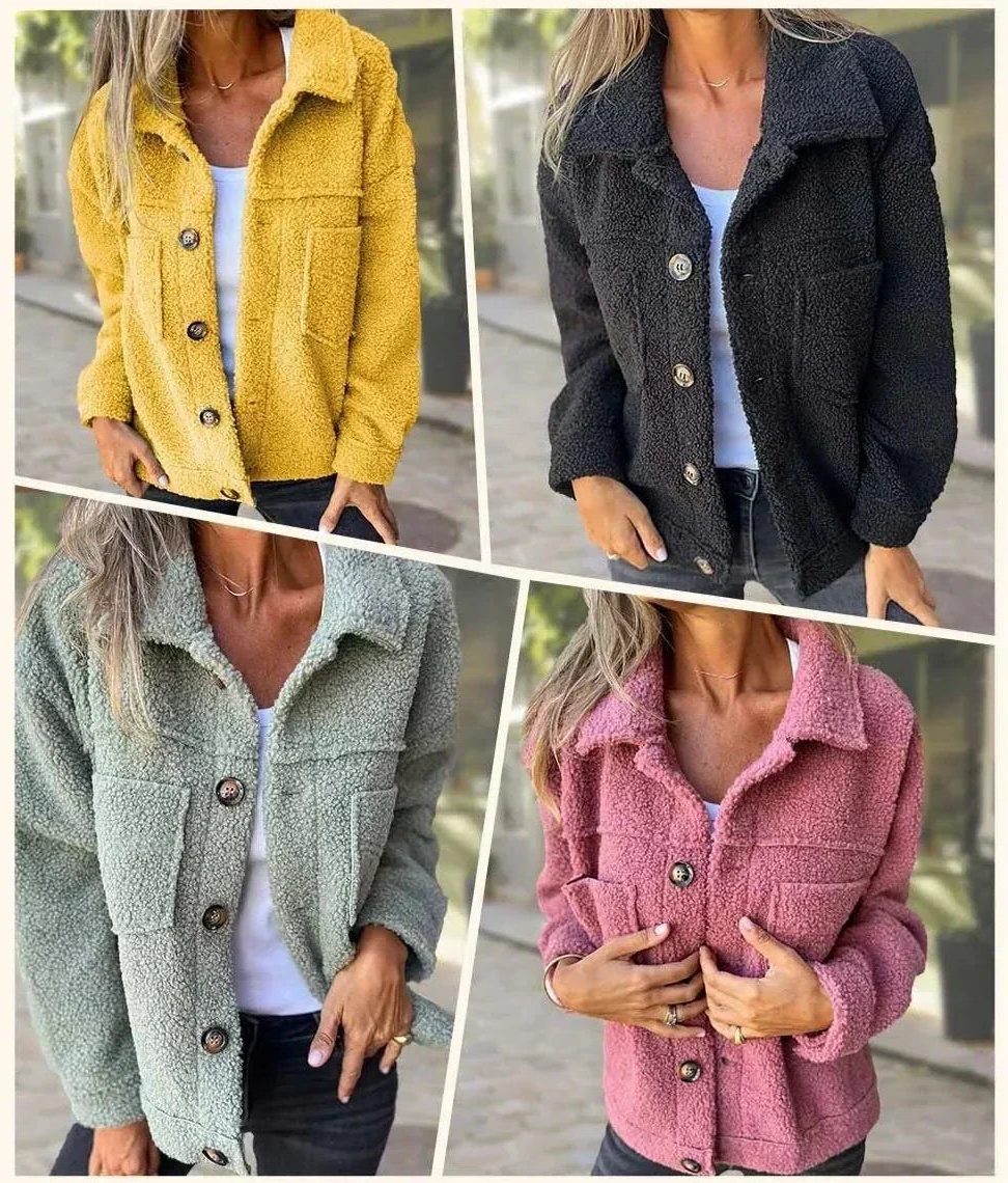 Women's Padded Quilt Button Jacket with Twin Chest Pockets