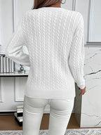Women's Crew Neck Pullover in Lightweight Cable-Knit