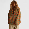 Women's Brushed Fleece Floral Half-Zip Top - Orange