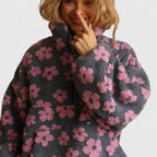 Women's Brushed Fleece Floral Half-Zip Top