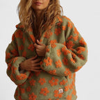 Women's Brushed Fleece Floral Half-Zip Top