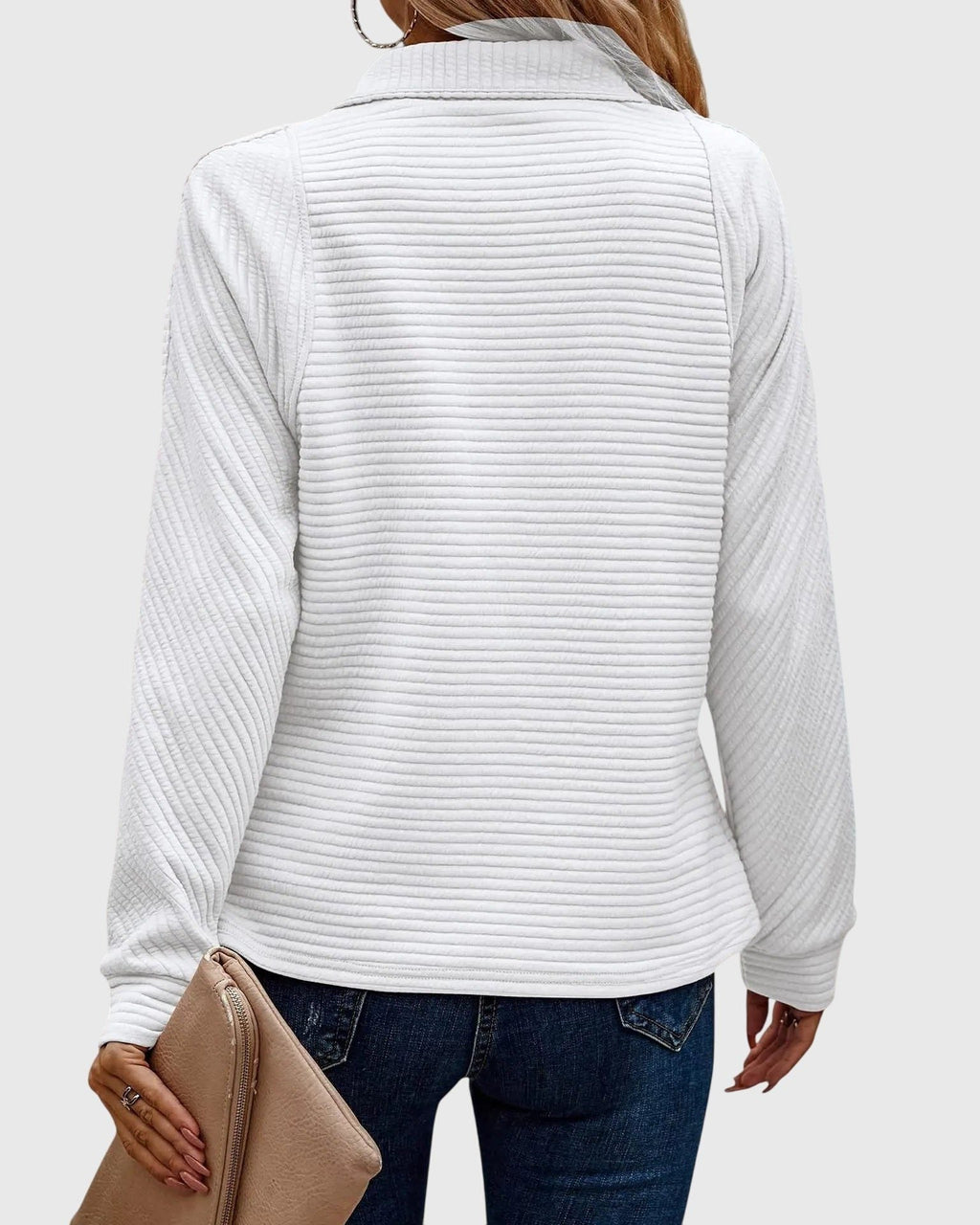 Women's Horizontal Rib Half-Zip Knit Jumper