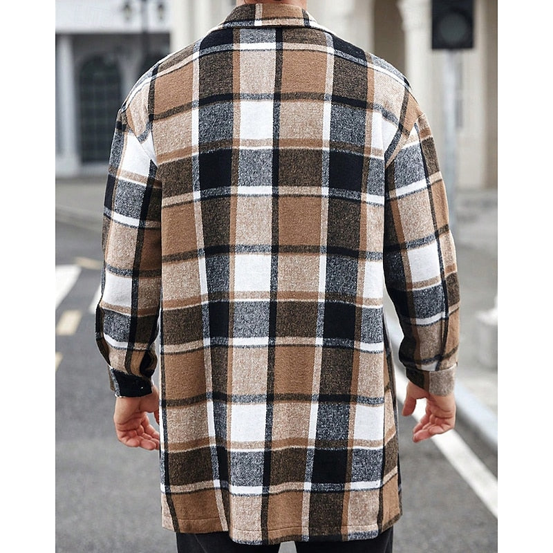 Women's Lapel Collar Check Overshirt with Utility Pockets