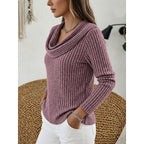 Women's Soft Draped Neck Rib Knit Jumper
