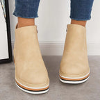 Women's Cushioned Platform Round Toe Ankle Boots