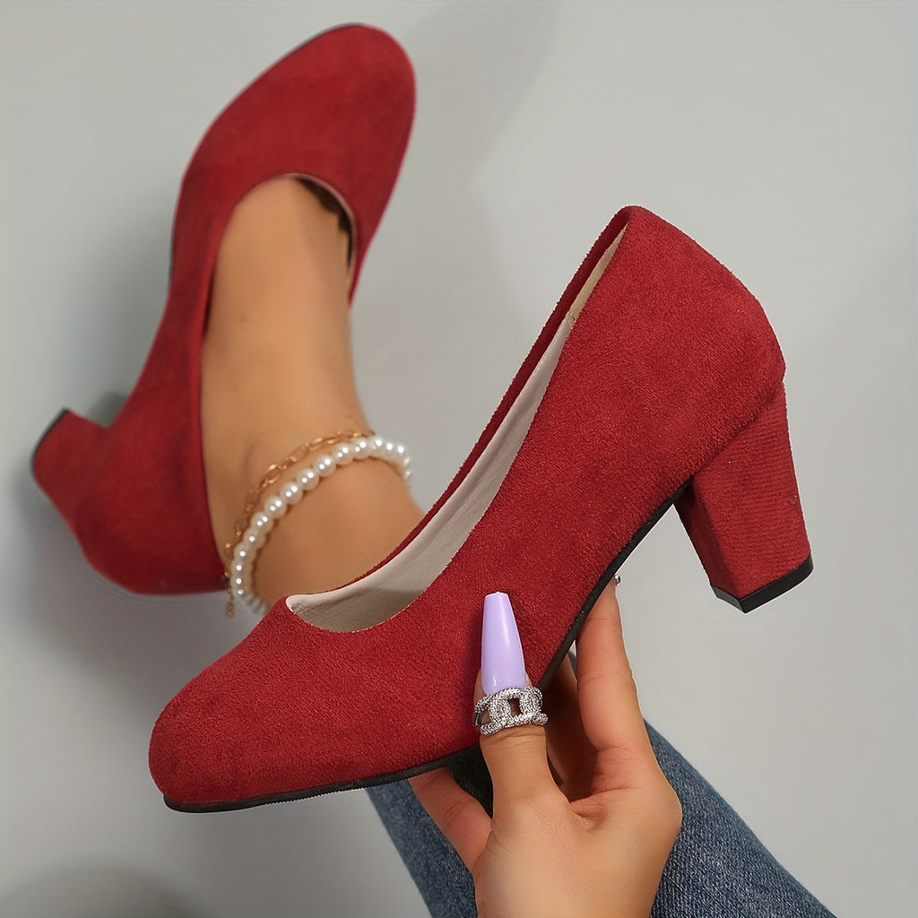 Women's Orthopedic Block Heels with Wide Toe Box – Red
