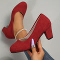 Women's Orthopedic Block Heels with Wide Toe Box – Red