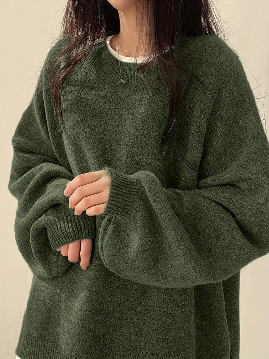 Women's Chunky Warm Round Neck Pullover Jumper