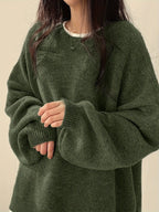 Women's Chunky Warm Round Neck Pullover Jumper