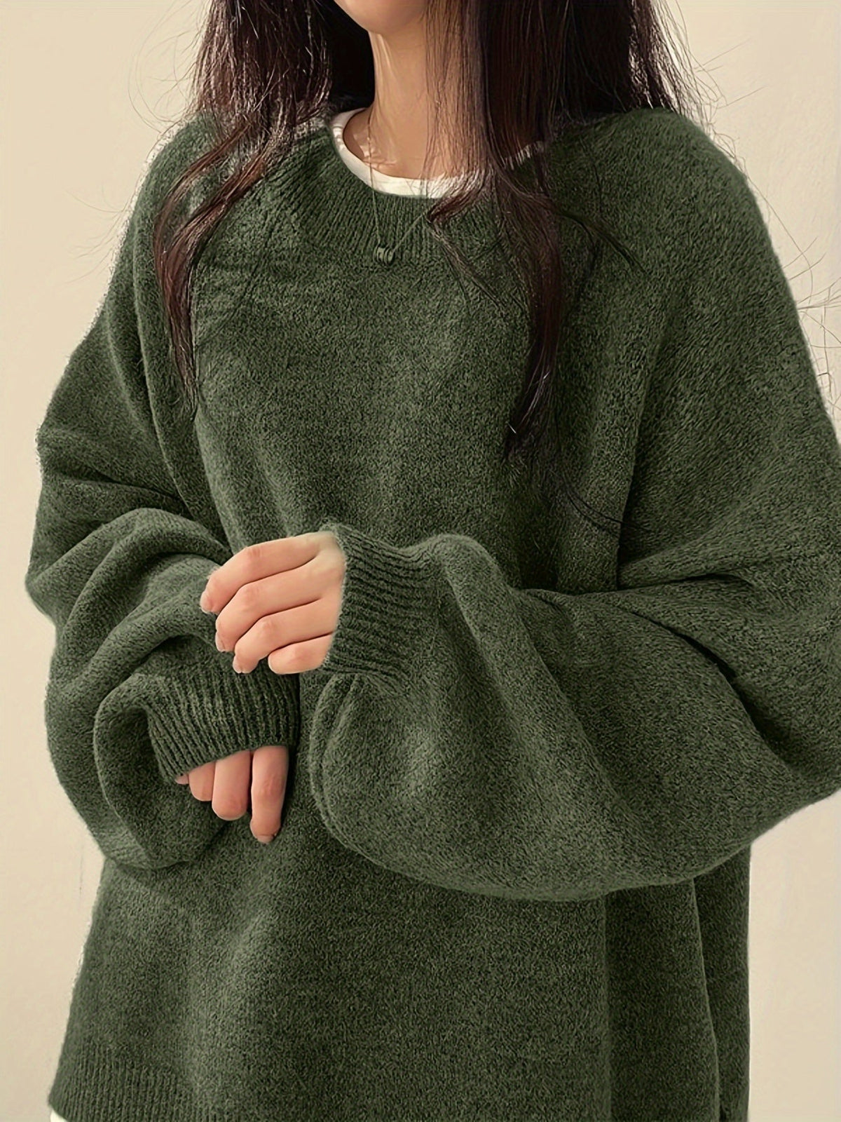 Women's Chunky Warm Round Neck Pullover Jumper