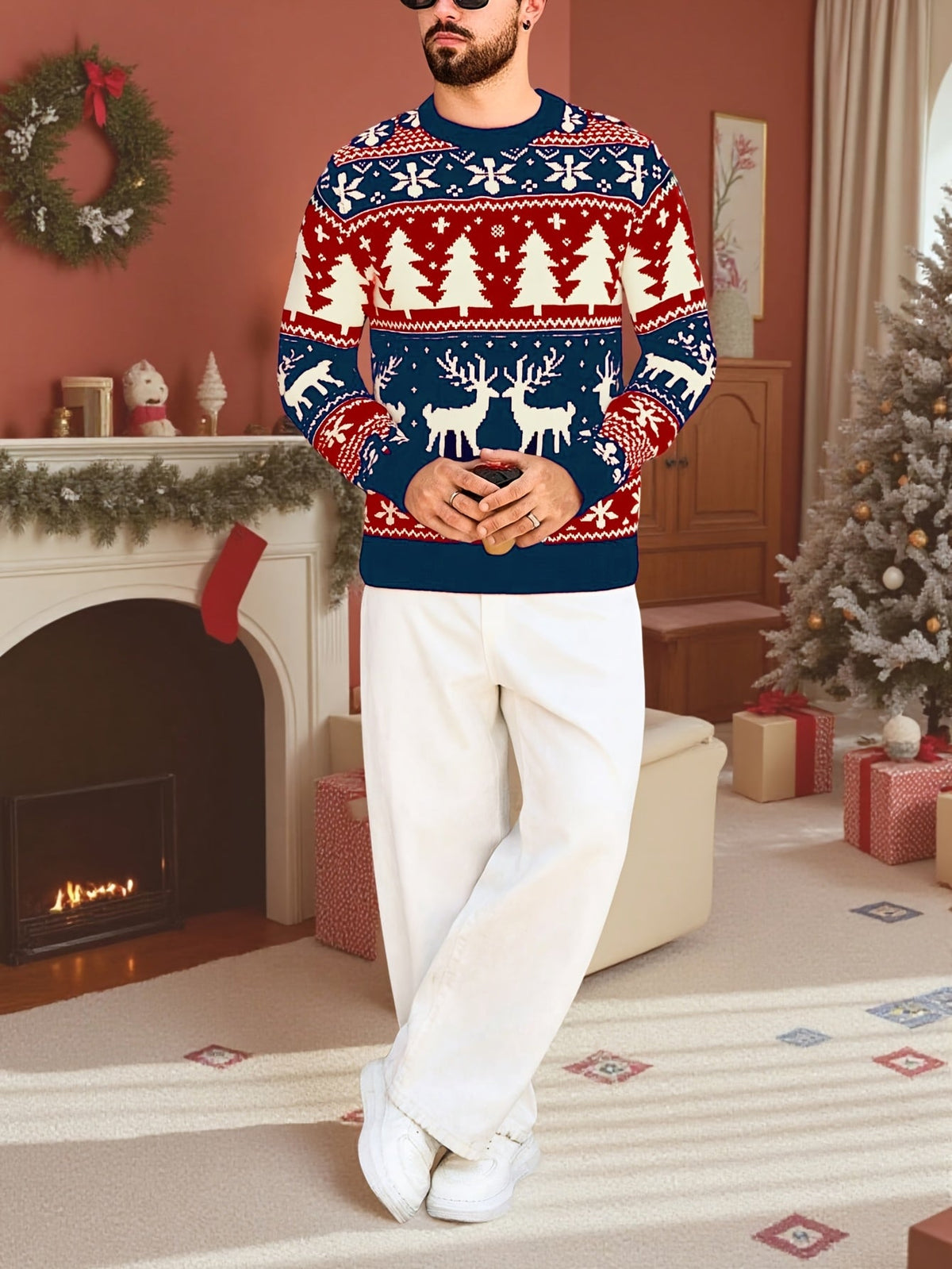 Women's Thick Knit Christmas Jumper with Classic Winter Motifs