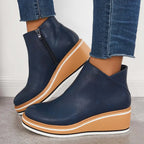 Women's Cushioned Platform Round Toe Ankle Boots