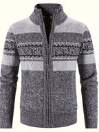 Women's Plush-Lined Patterned Zip Cardigan
