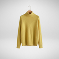 Women's Textured Diamond Knit Roll-Neck Jumper Relaxed Fit – Yellow