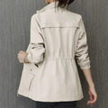 Women's Relaxed Lightweight Zip Wind Jacket with Ribbed Cuffs - Beige
