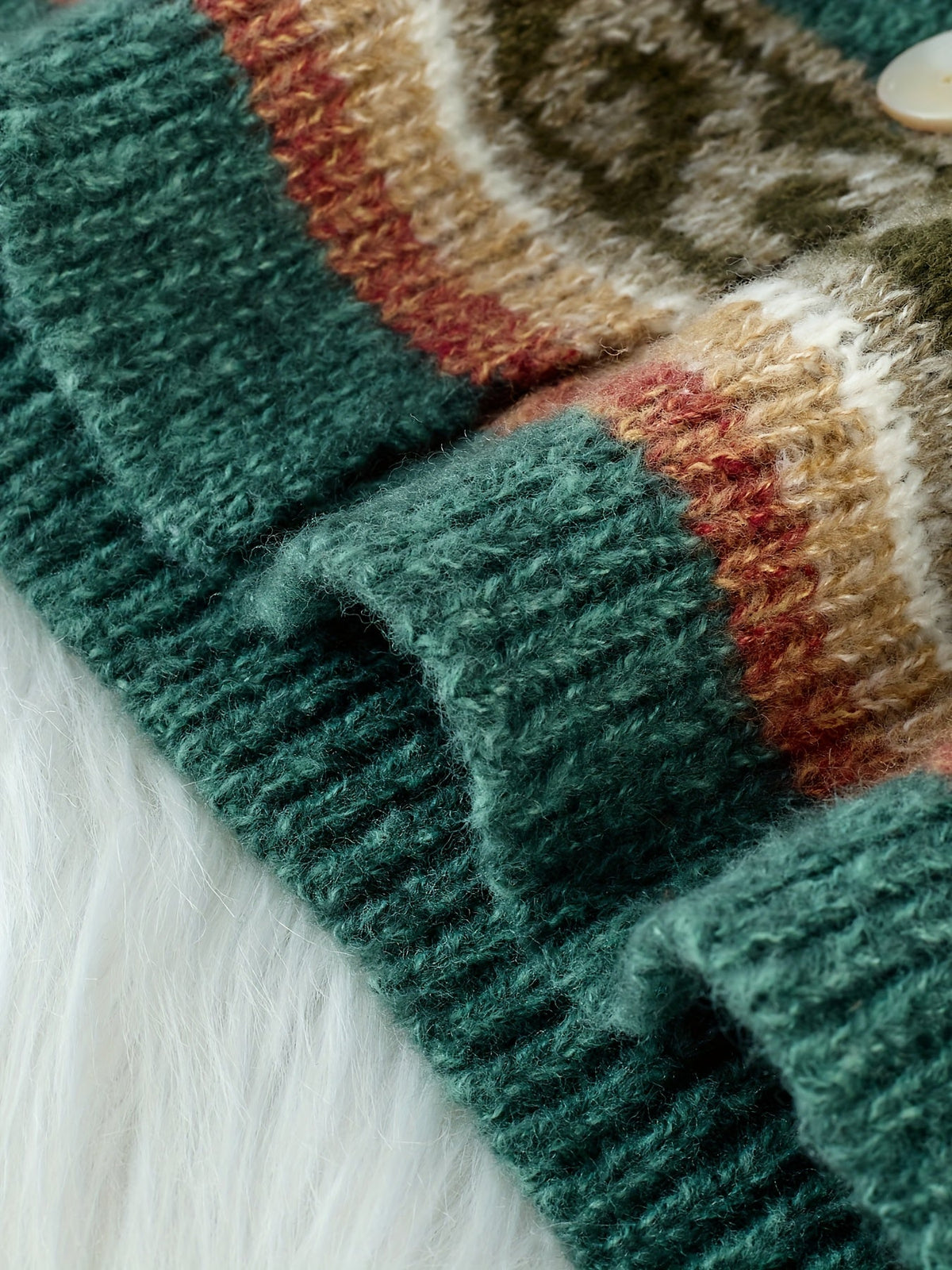 Women's Relaxed Knit Cardigan with Patterned Yoke