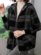Women's Zip-Through Check Hoodie Jacket
