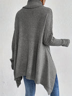 Women's Oversized Roll-Neck Jumper with Asymmetric Hem