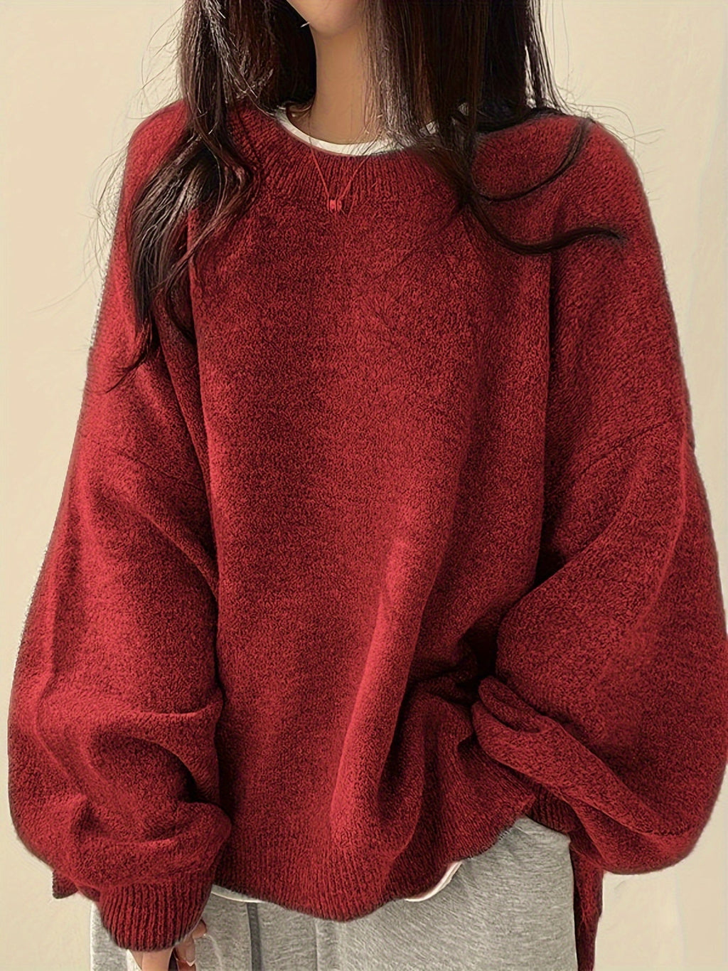Women's Chunky Warm Round Neck Pullover Jumper