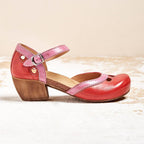 Women's Retro Perforated Buckle Strap Flats