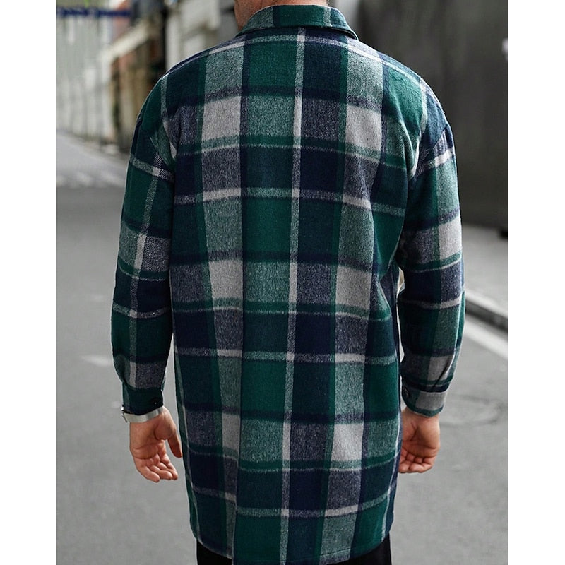 Women's Lapel Collar Check Overshirt with Utility Pockets
