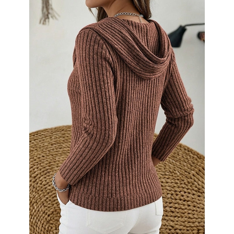 Women's Soft Draped Neck Rib Knit Jumper