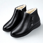 Women's Shearling-Style Lined Faux Leather Ankle Boots