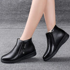 Women's Shearling-Style Lined Faux Leather Ankle Boots